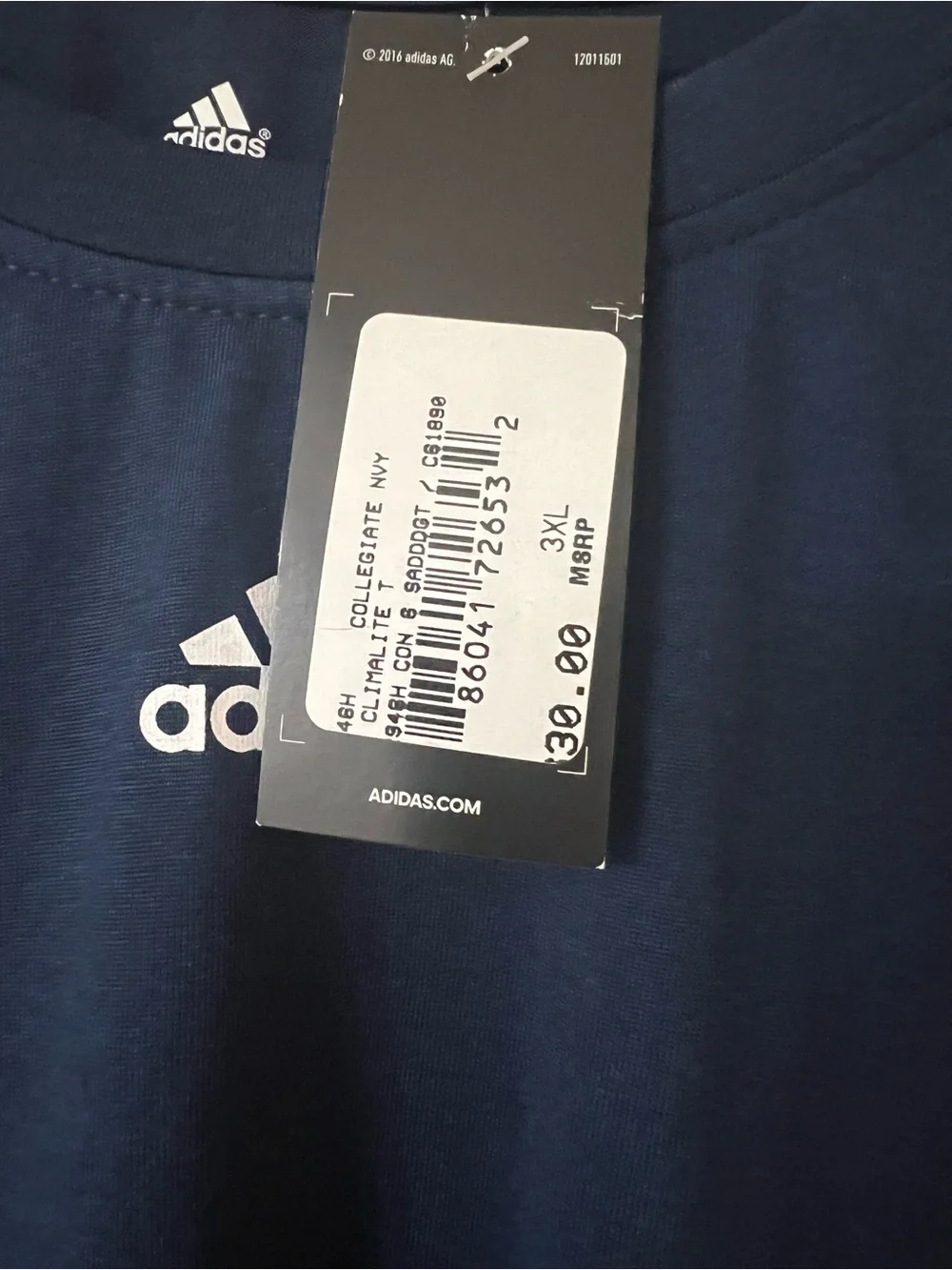 adidas Climalite Long Sleeve Tee Collegiate Navy